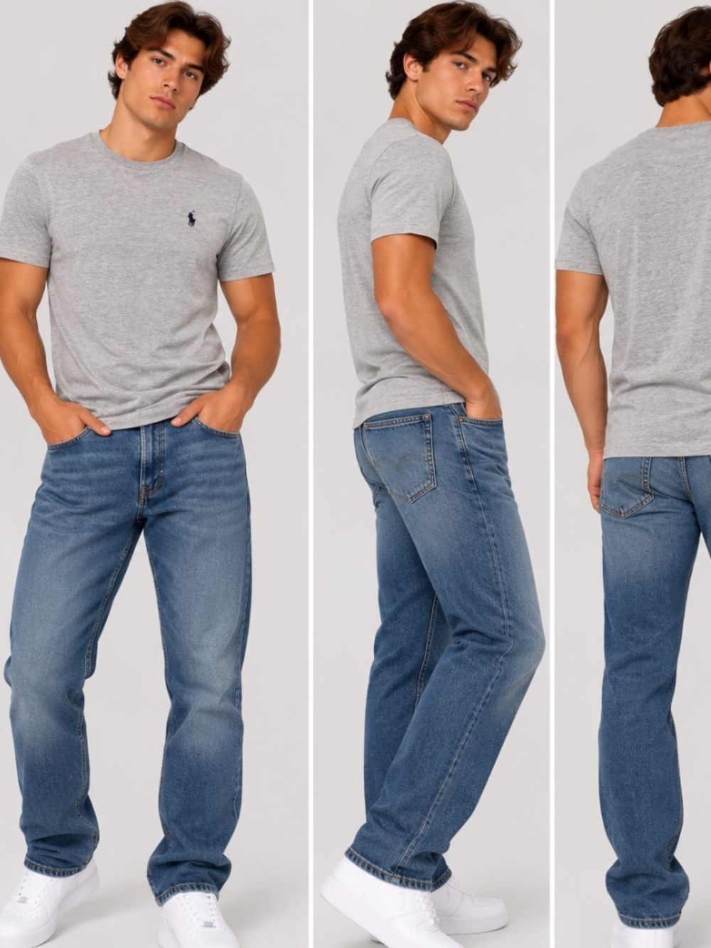 Grey polo, Ralph Lauren T-shirt, blue horse